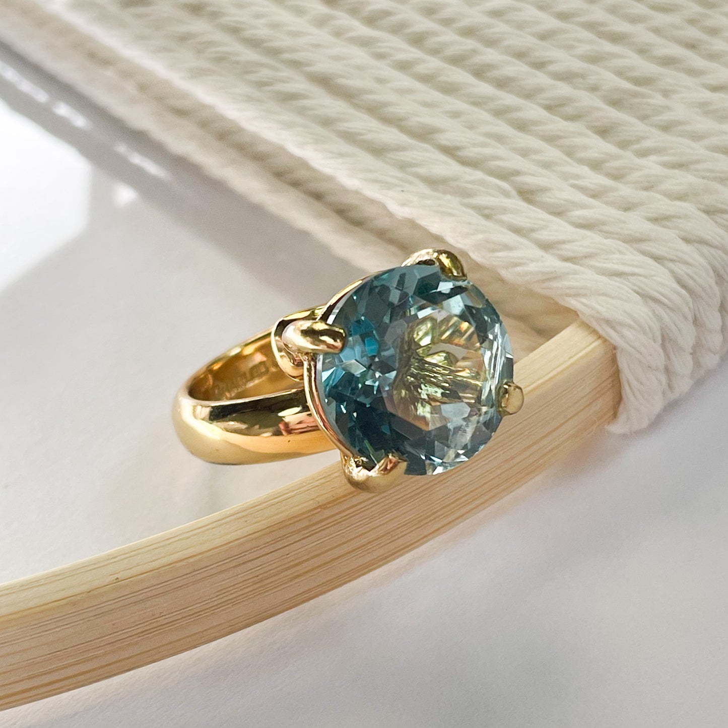Blue Polka Dot Prong Ring - Alchemia Gold