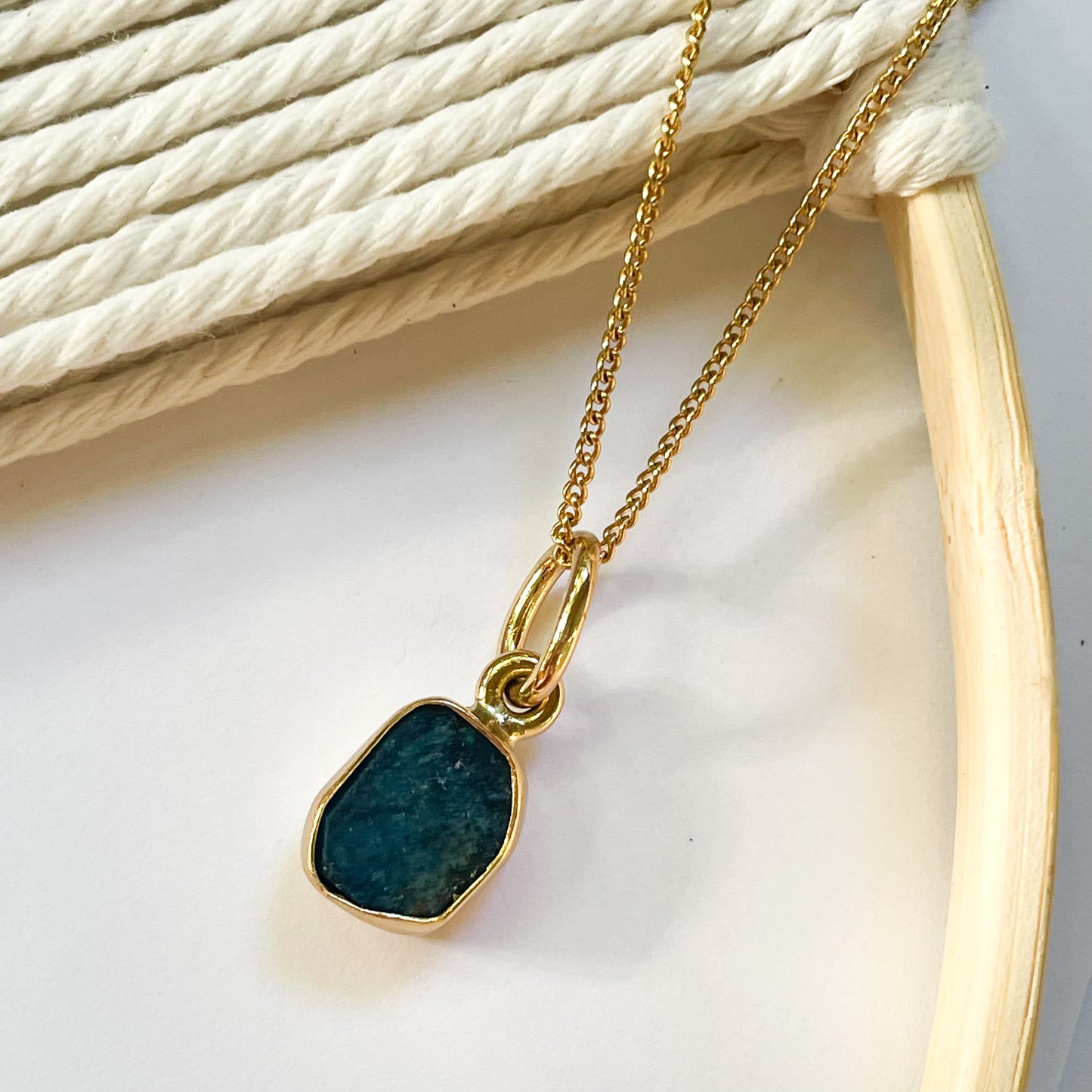 Neon Apatite Charm Pendant - Alchemia Gold
