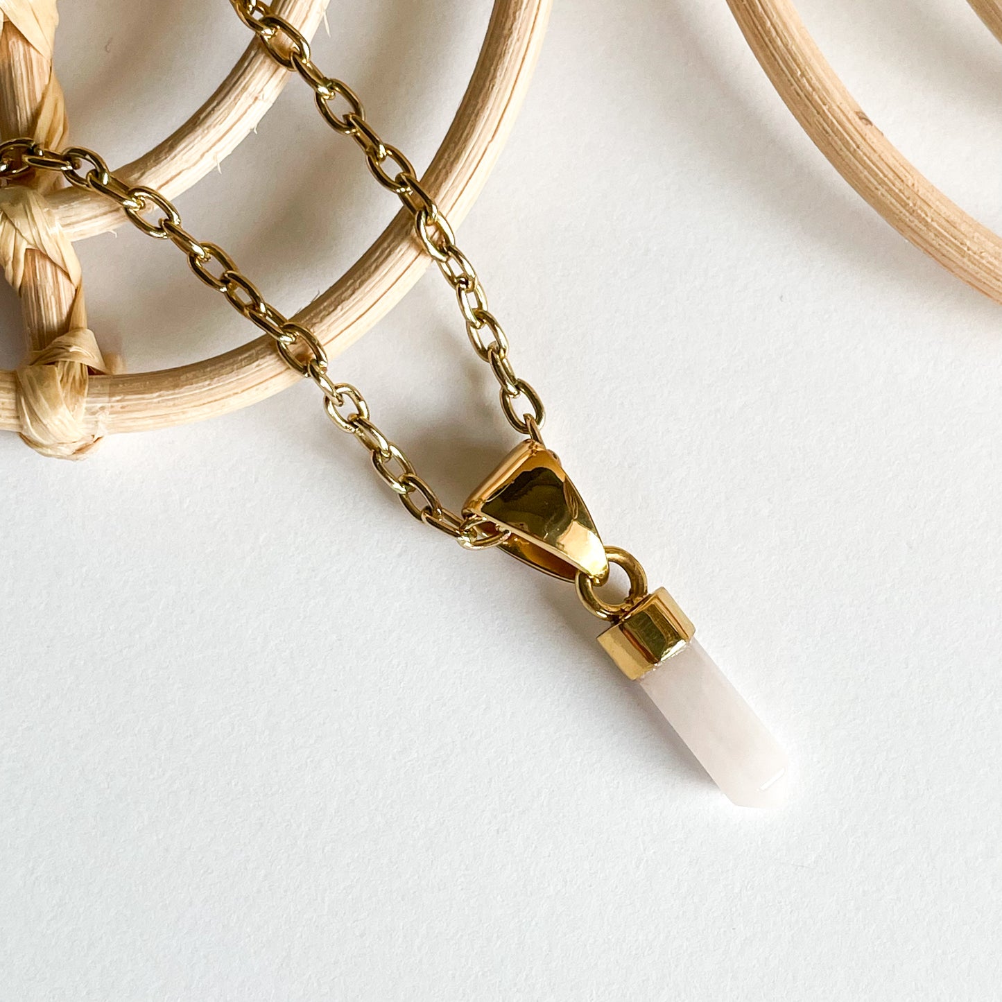 Rose Quartz Dainty Point Pendant - Alchemia