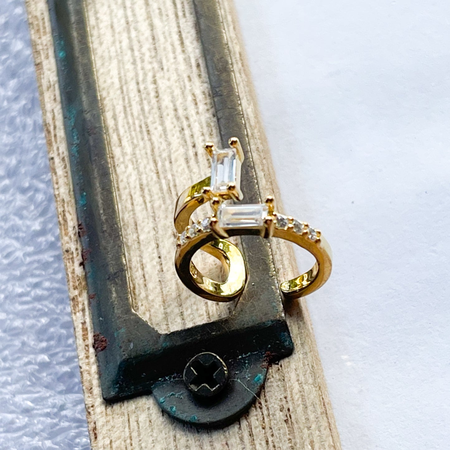 CZ Stacked Ear Cuff - Solid Sterling Silver w/ 18k Gold Plate