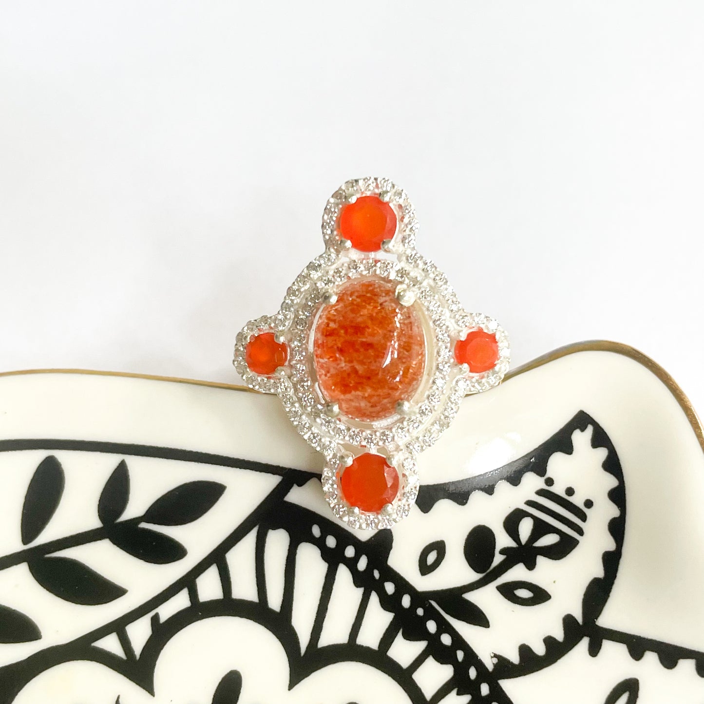 Sunstone Gemstone Ring - Solid Sterling Silver