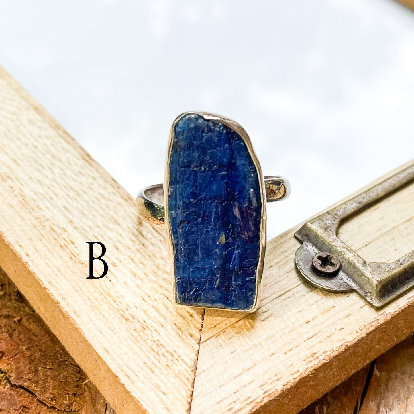 Blue, Orange, Green Kyanite Ring - Solid Sterling Silver