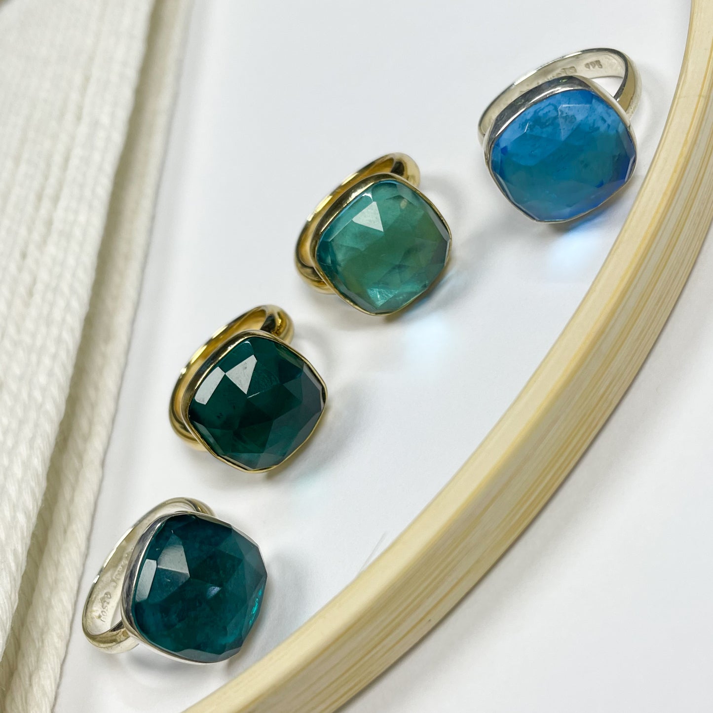 Blue or Green Doublet Ring - Both Metals