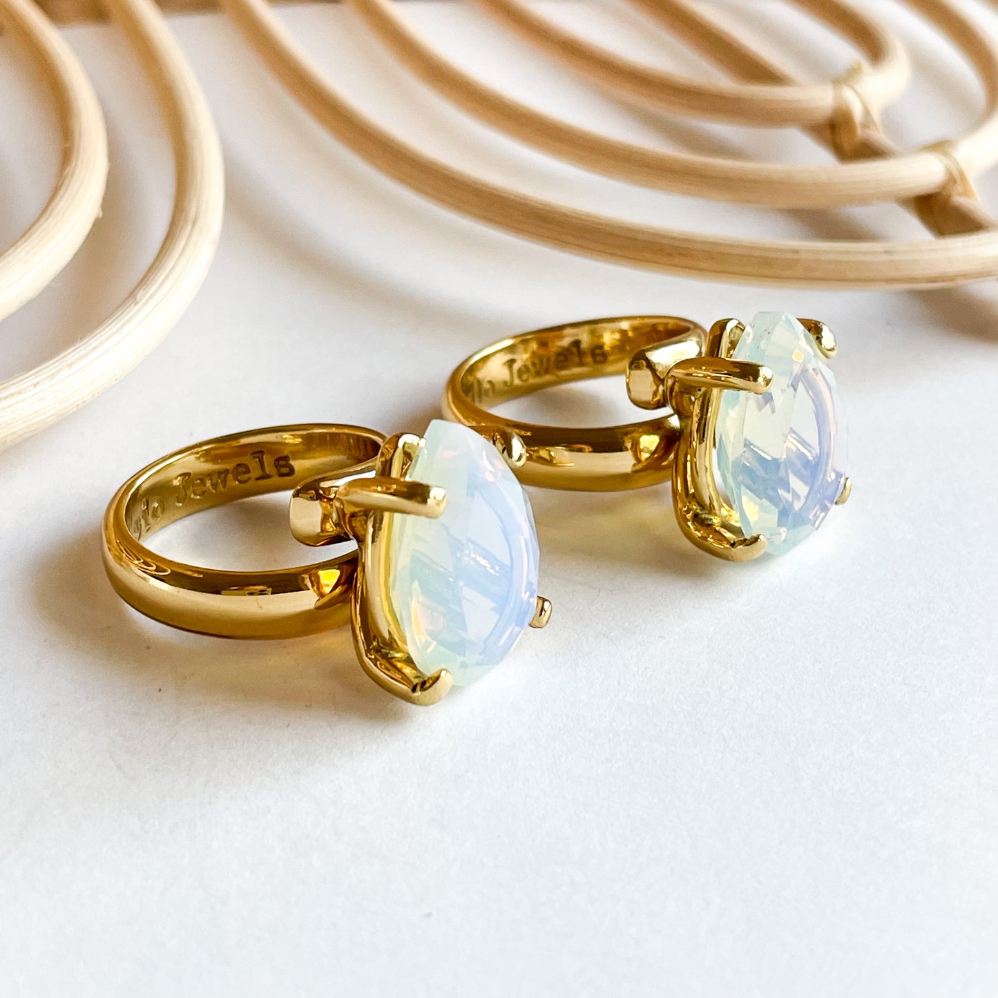 Teardrop Opalite Prong Ring - Alchemia