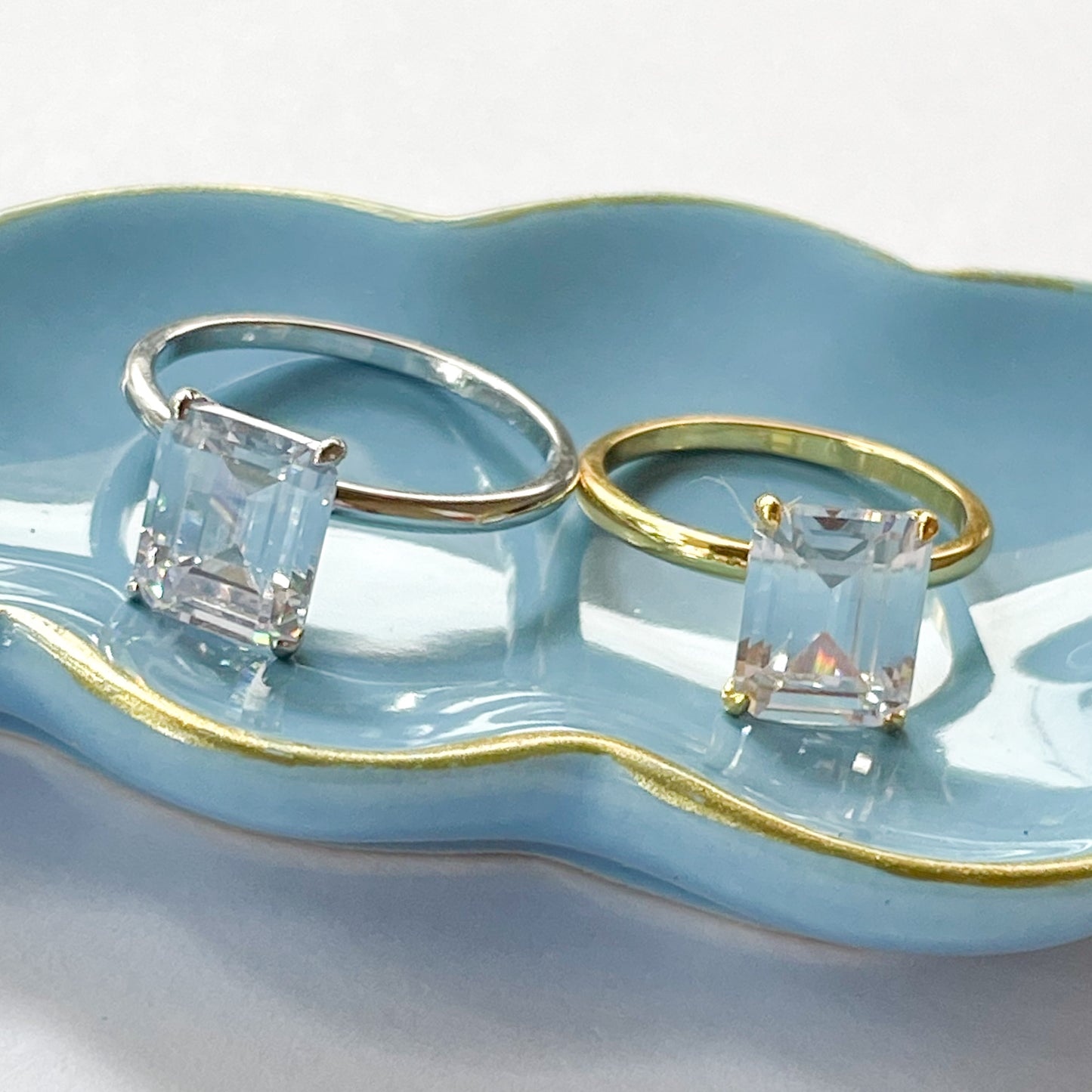 Sleek CZ Prong Sized Ring - Solid Sterling Silver or Vermeil
