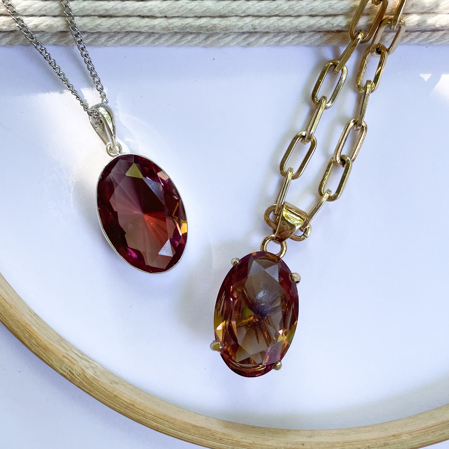 Statement Zultanite Oval Pendant - Both Metals
