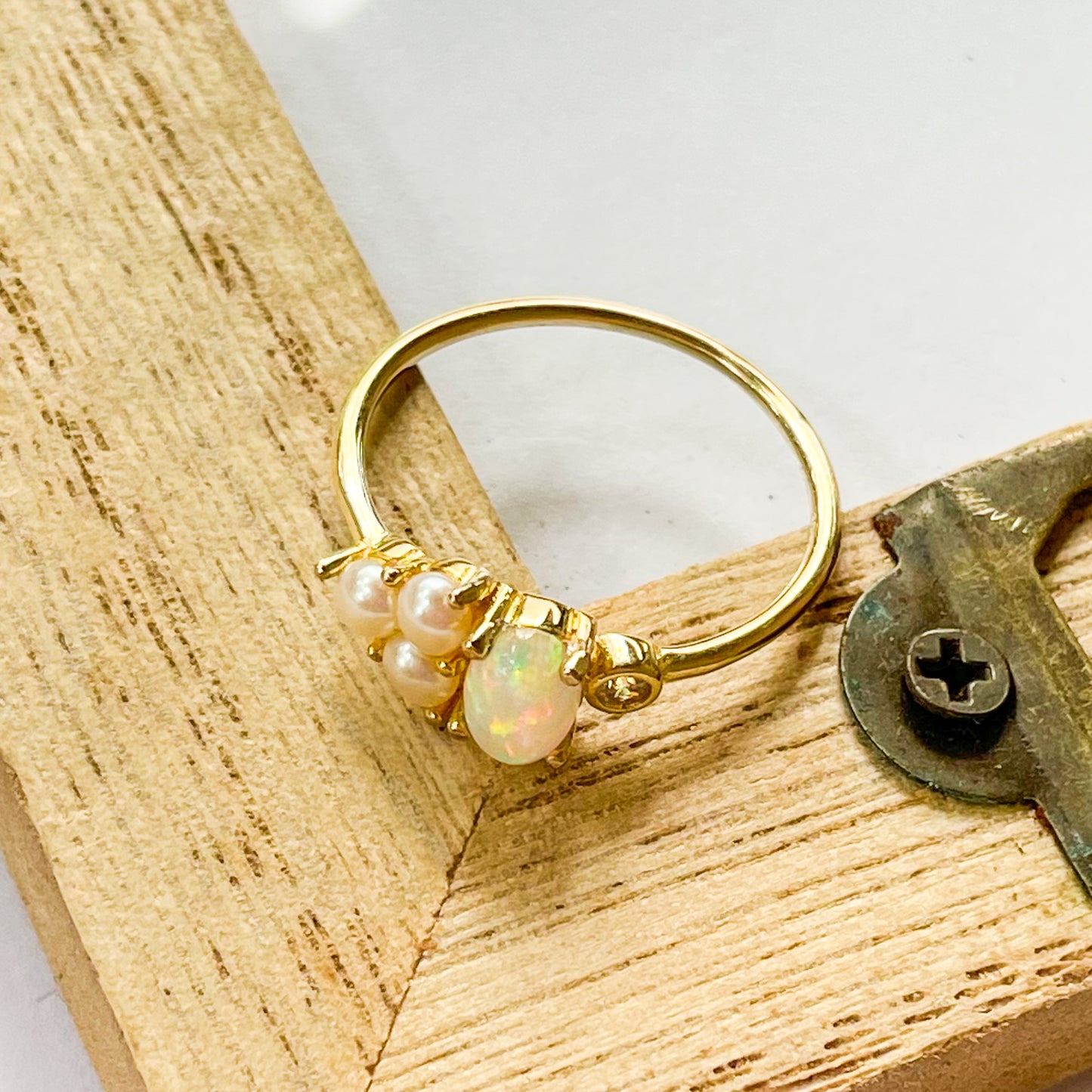 Epic Opal & Pearl Sized Ring - Vermeil