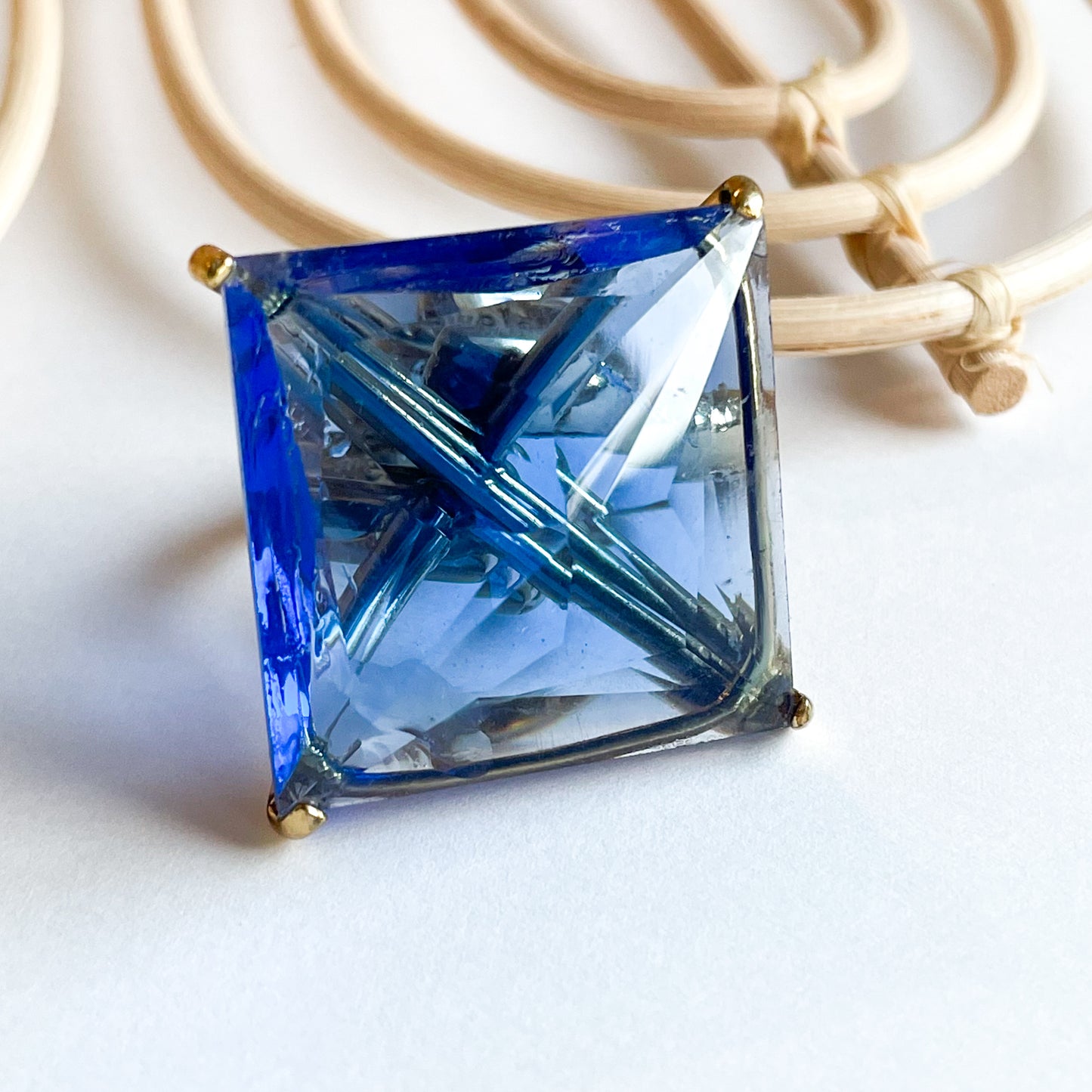 Blue Glass Statement Prong Ring  - Alchemia