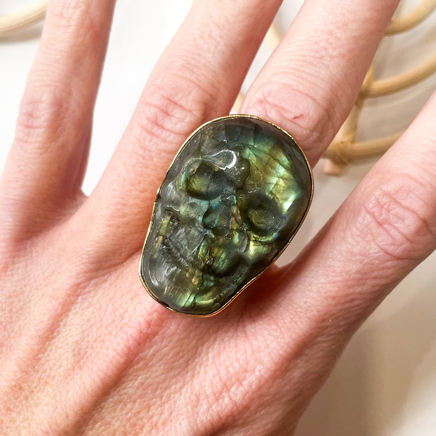 Load image into Gallery viewer, Labradorite Skull Rings-Alchemia
