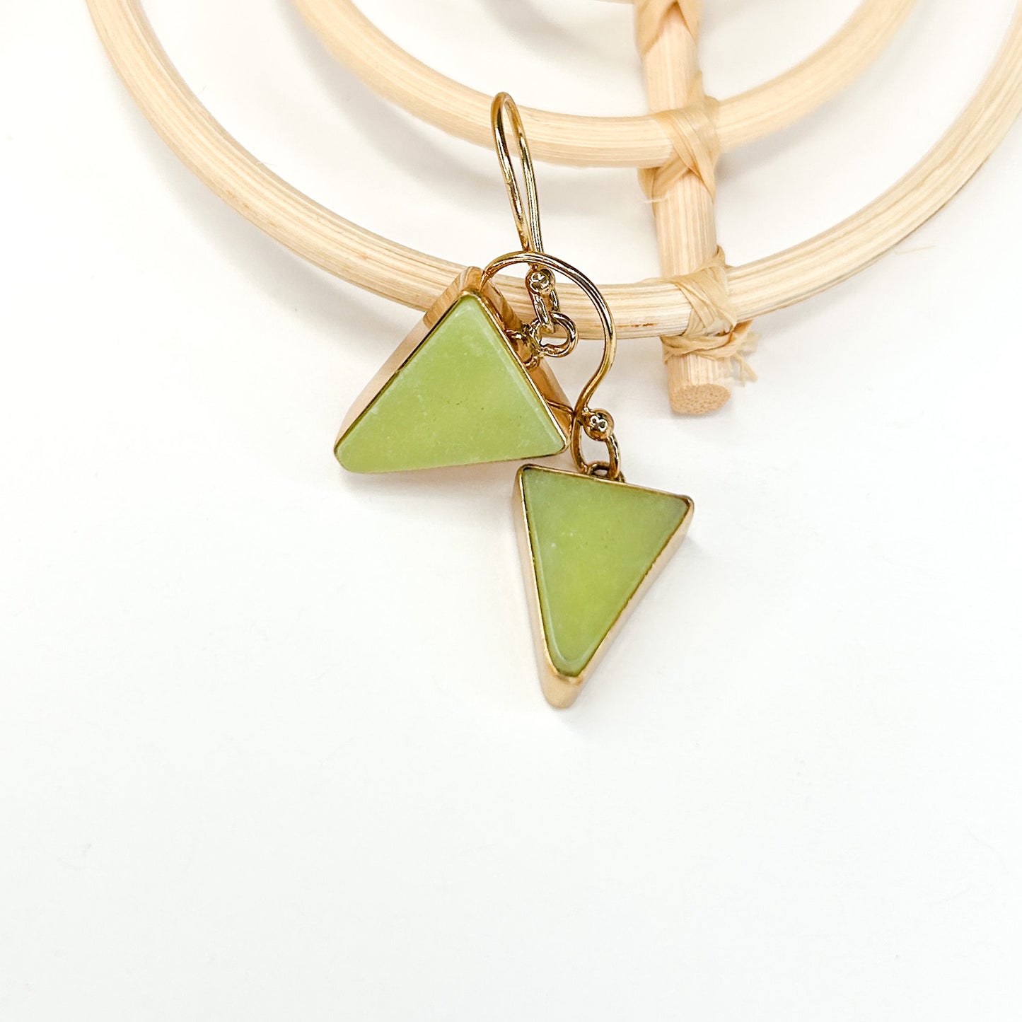 Yellow Jade Triangle Dangle - Alchemia