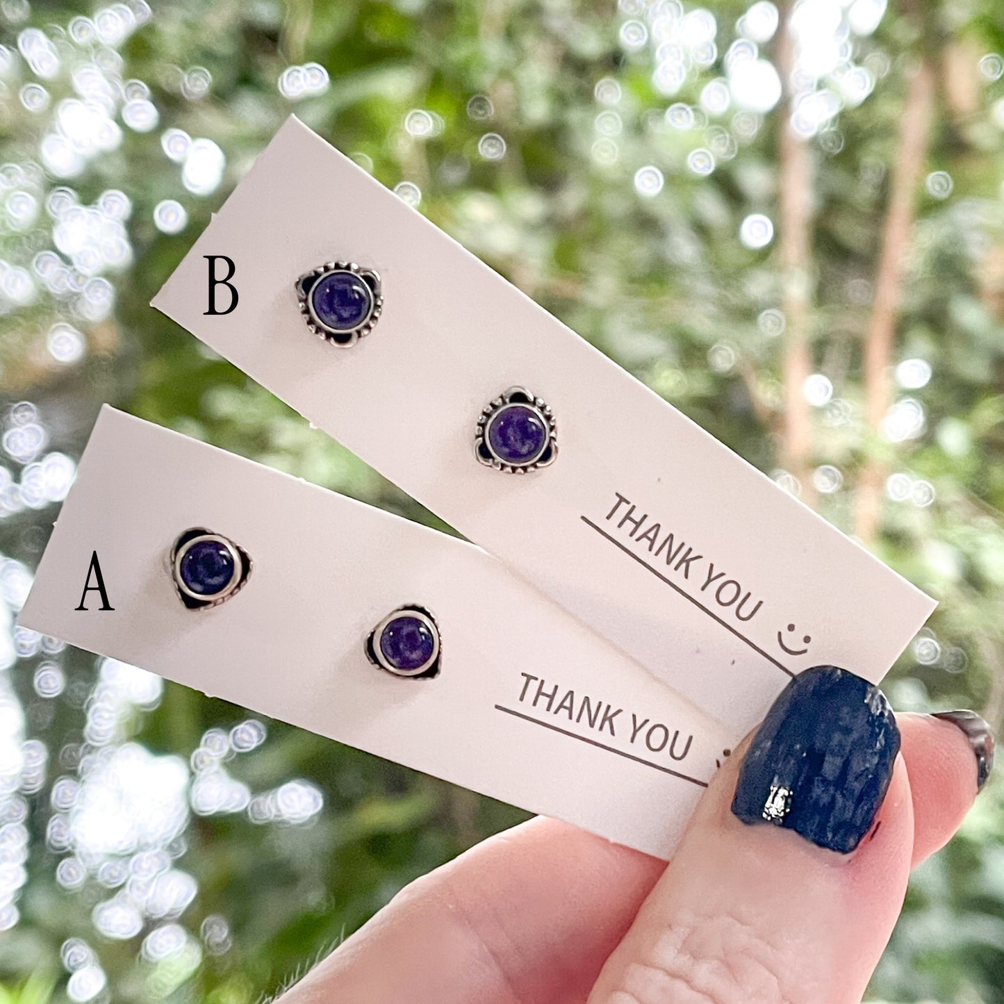 Natural Amethyst Studs - Solid Sterling Silver