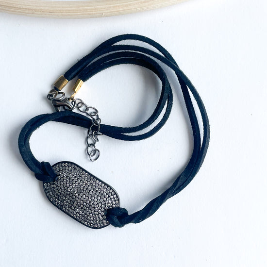 Load image into Gallery viewer, CZ Choker - Leather
