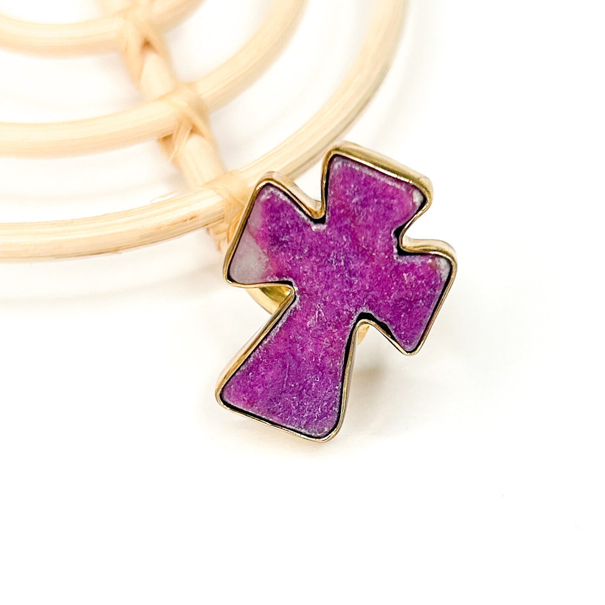 Pink Agate Cross Ring & Pendant - Alchemia