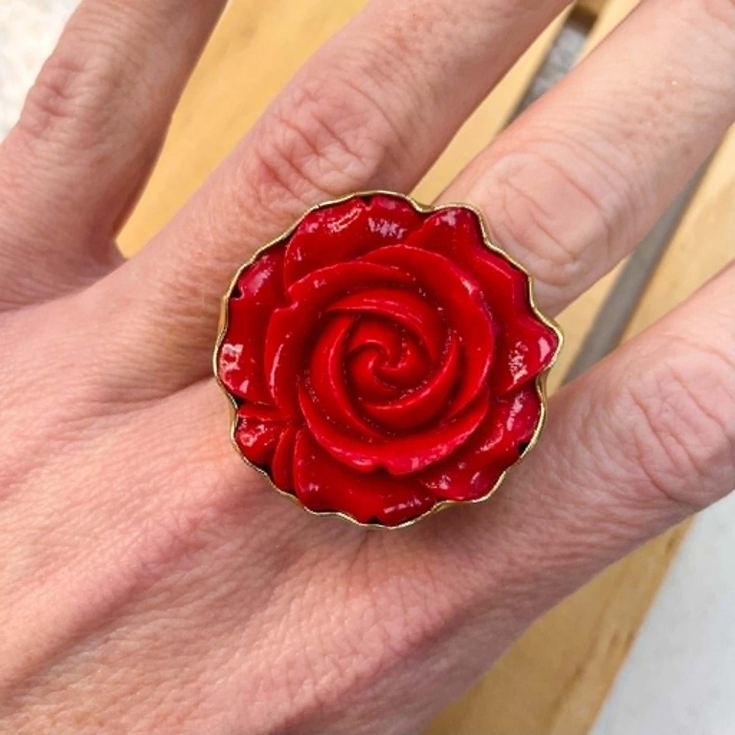 Red Rose Statement Ring - Alchemia