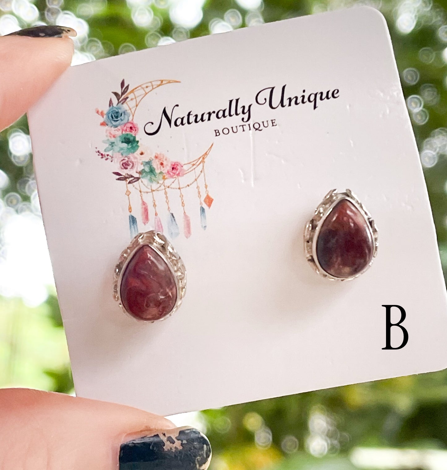 Natural Red Crazy Lace Agate Studs - Solid Sterling Silver