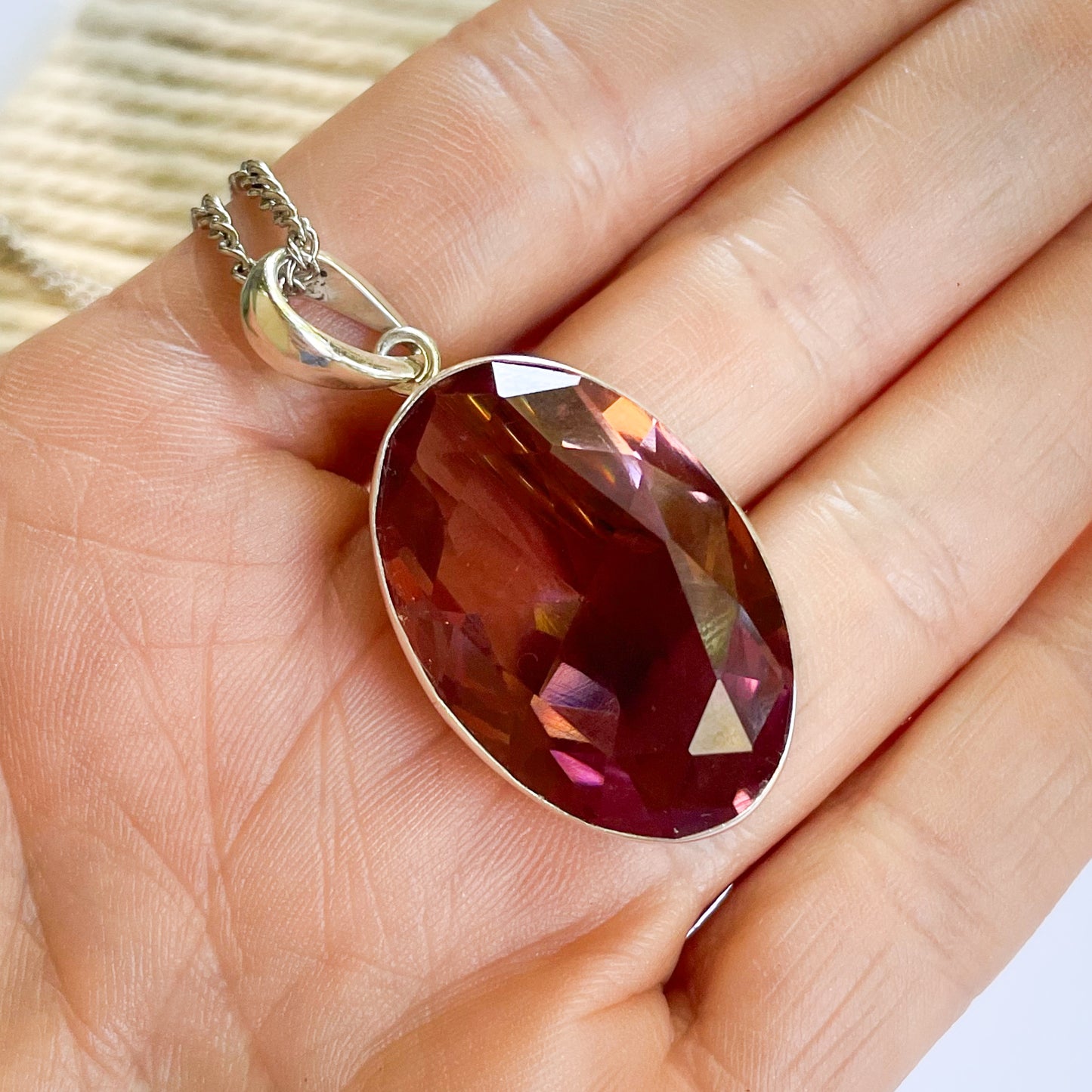 Statement Zultanite Oval Pendant - Both Metals