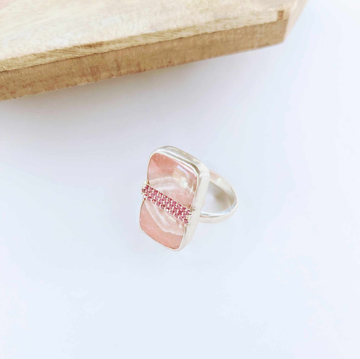 Rhondondite & CZ Ring - Solid Sterling Silver