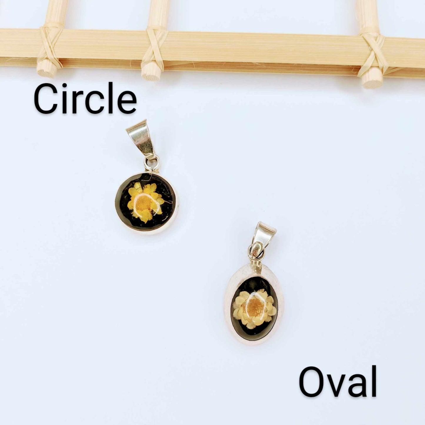 Flower Resin Pendants - Solid Sterling Silver