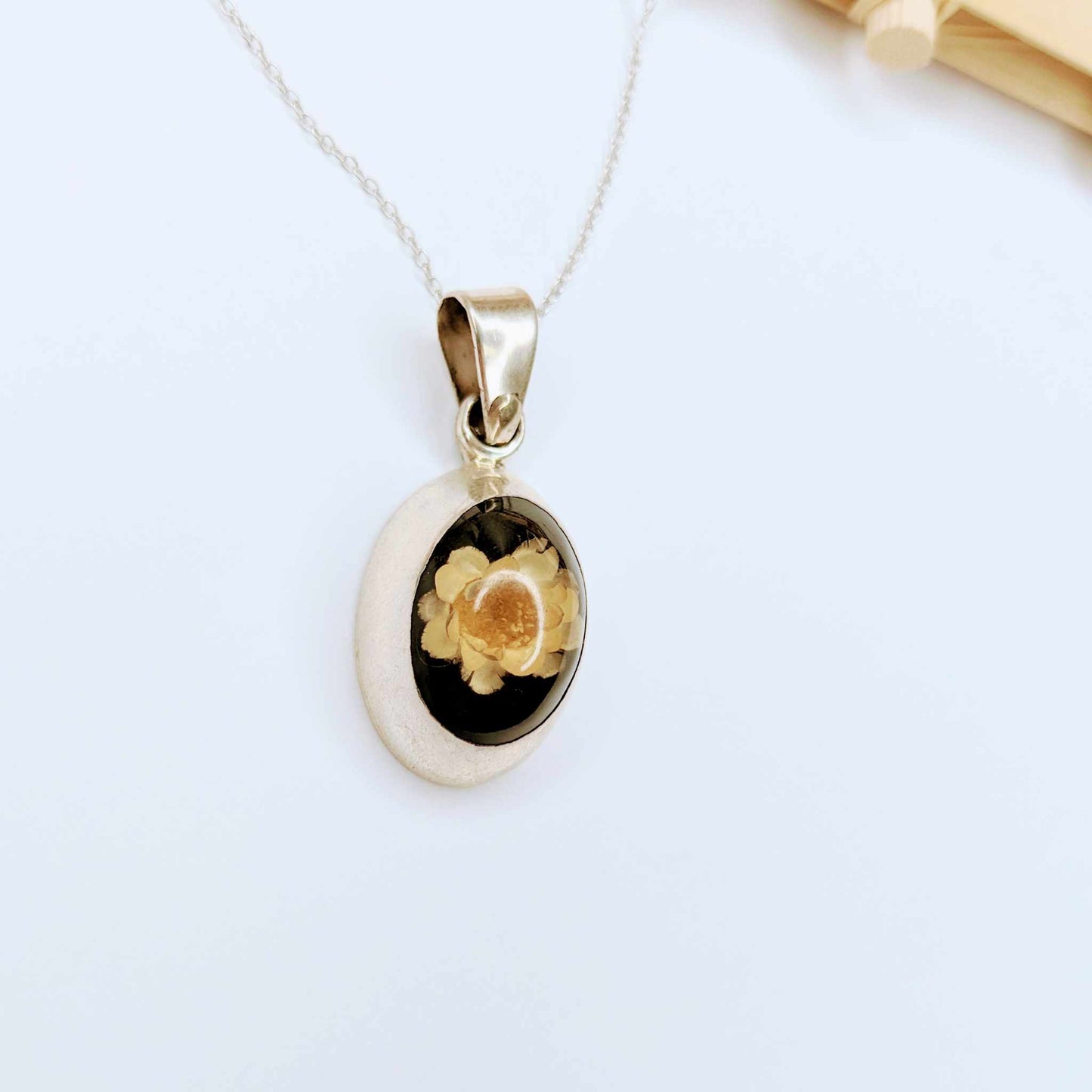 Flower Resin Pendants - Solid Sterling Silver