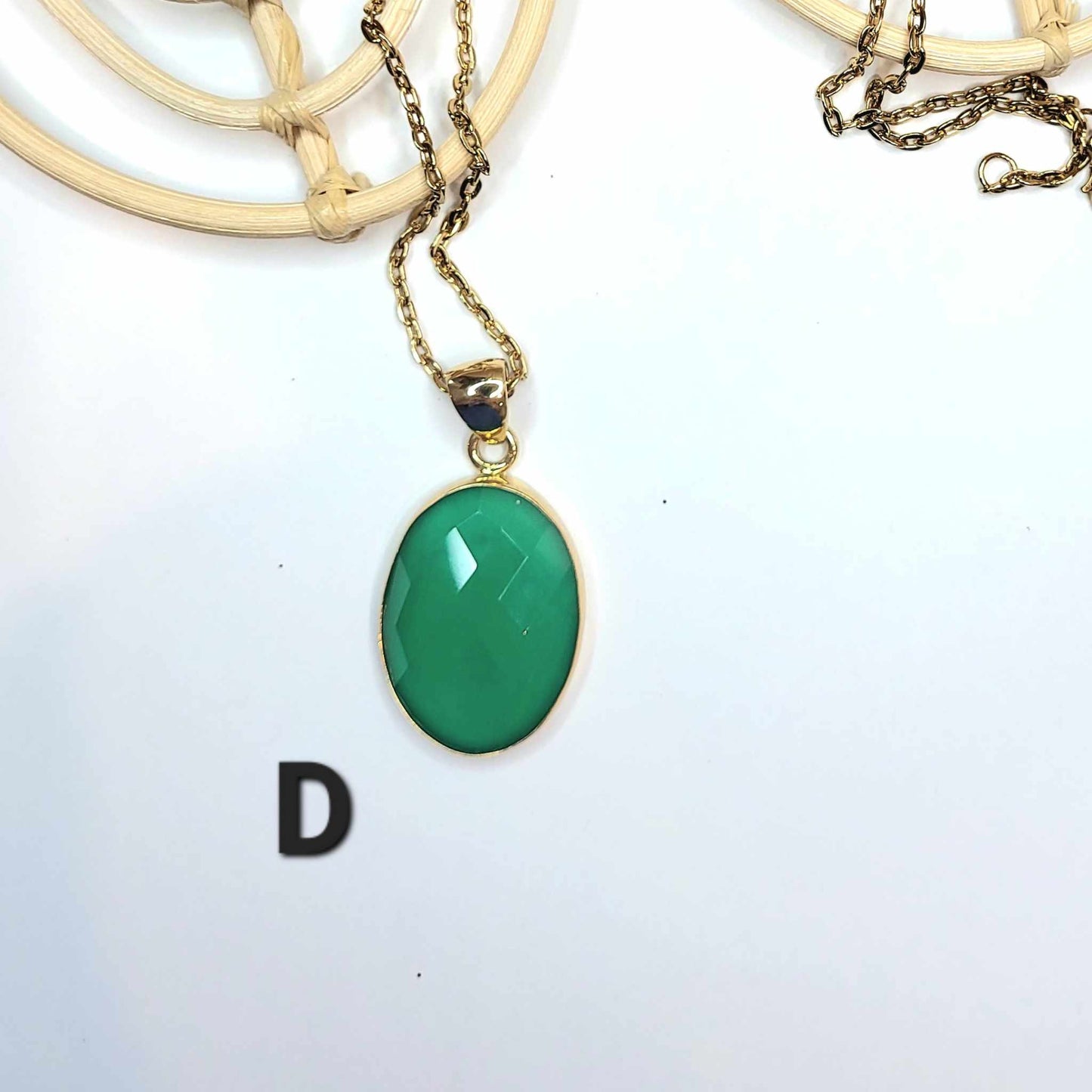 Faceted Green Onyx Pendant - Alchemia
