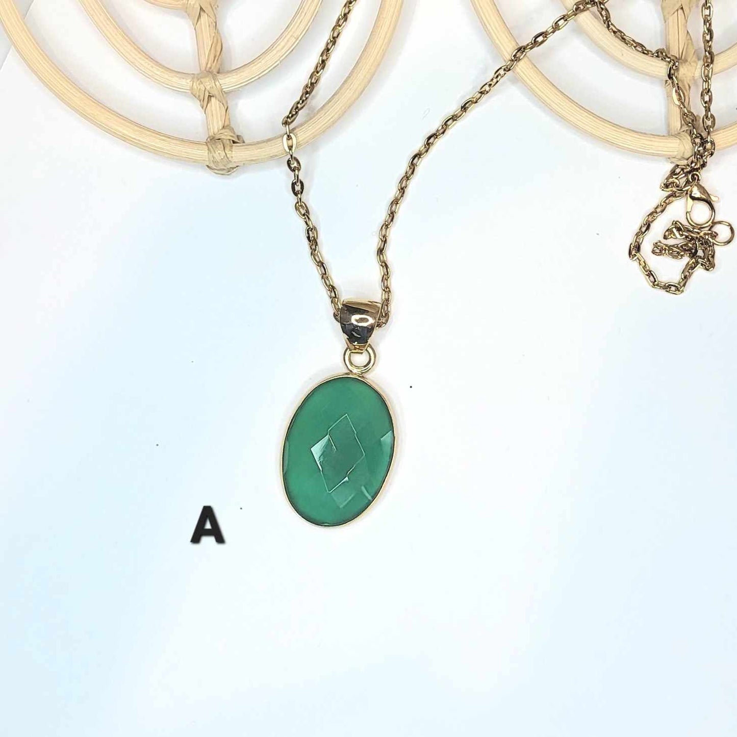 Faceted Green Onyx Pendant - Alchemia