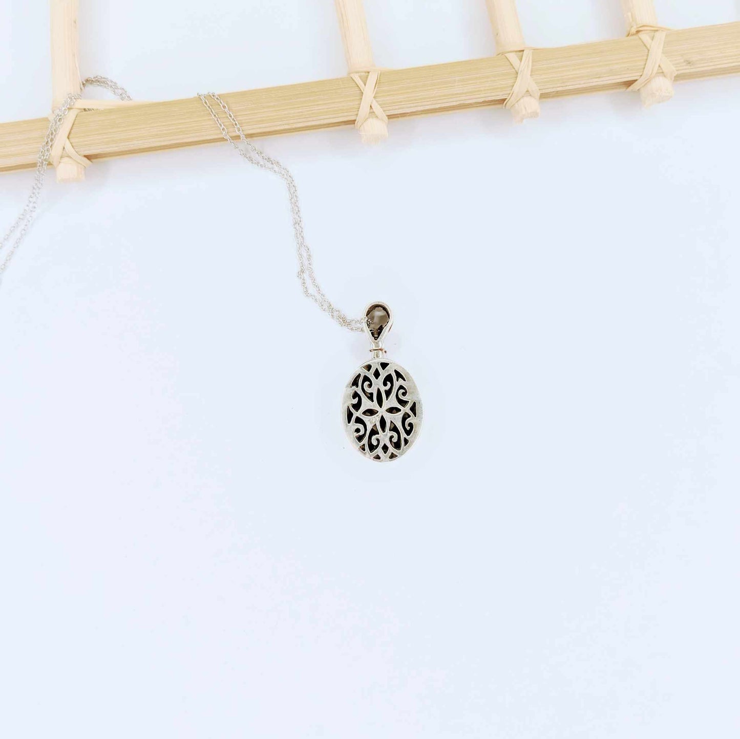 Black Onyx Flip Filagree Pendant - Solid Sterling Silver