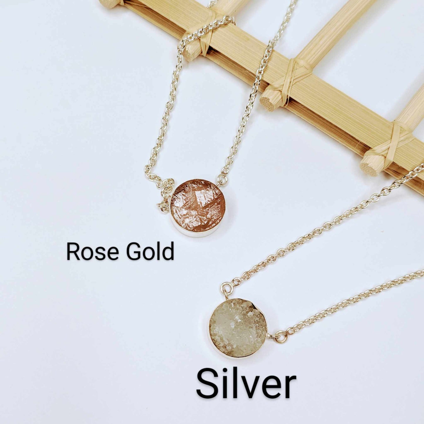 Polka Dot Natural Stone Necklace Collection - Solid Sterling Silver