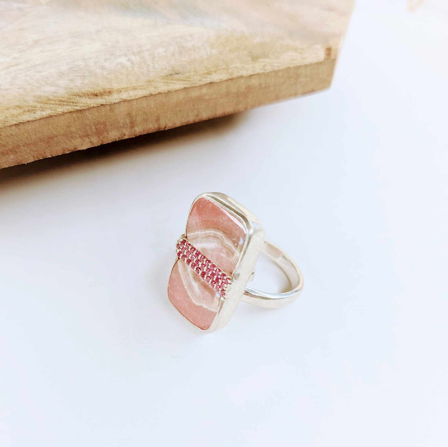 Rhondondite & CZ Ring - Solid Sterling Silver