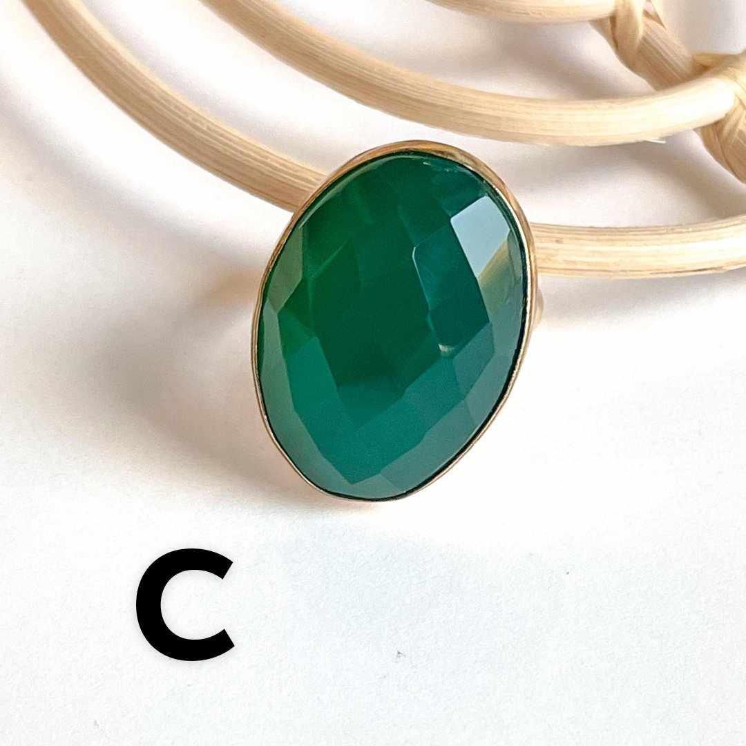 Load image into Gallery viewer, Faceted Green Onyx Ring - Alchemia
