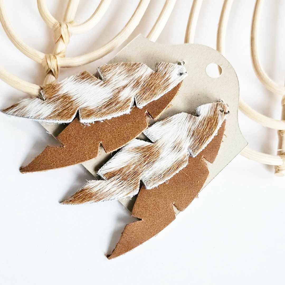 Load image into Gallery viewer, Leather Feather Dangles
