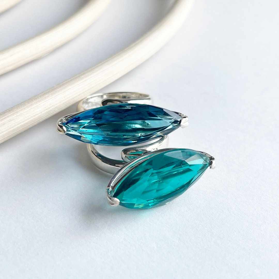 Nano Glass Side Set Prong Ring - Solid Sterling Silver