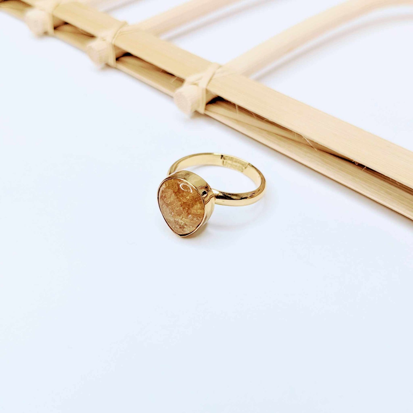 Load image into Gallery viewer, Color Enhanced Peach Quartz Ring - Alchemia
