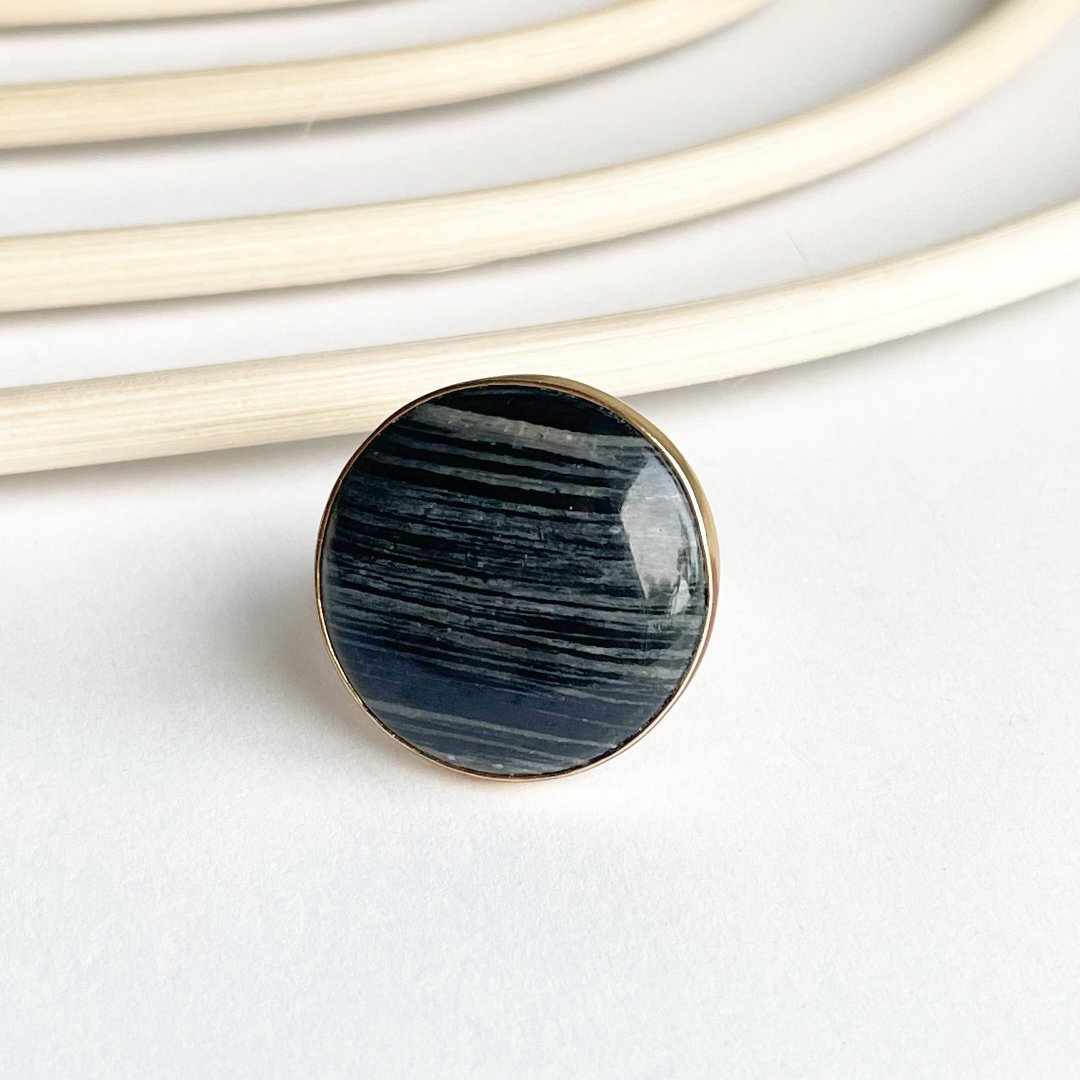 Zebra Granite Polka Dot Ring - Alchemia