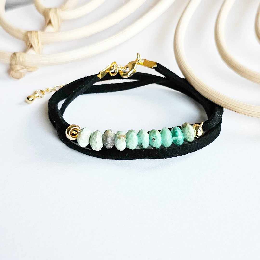 Chrysophrase Leather Wrap