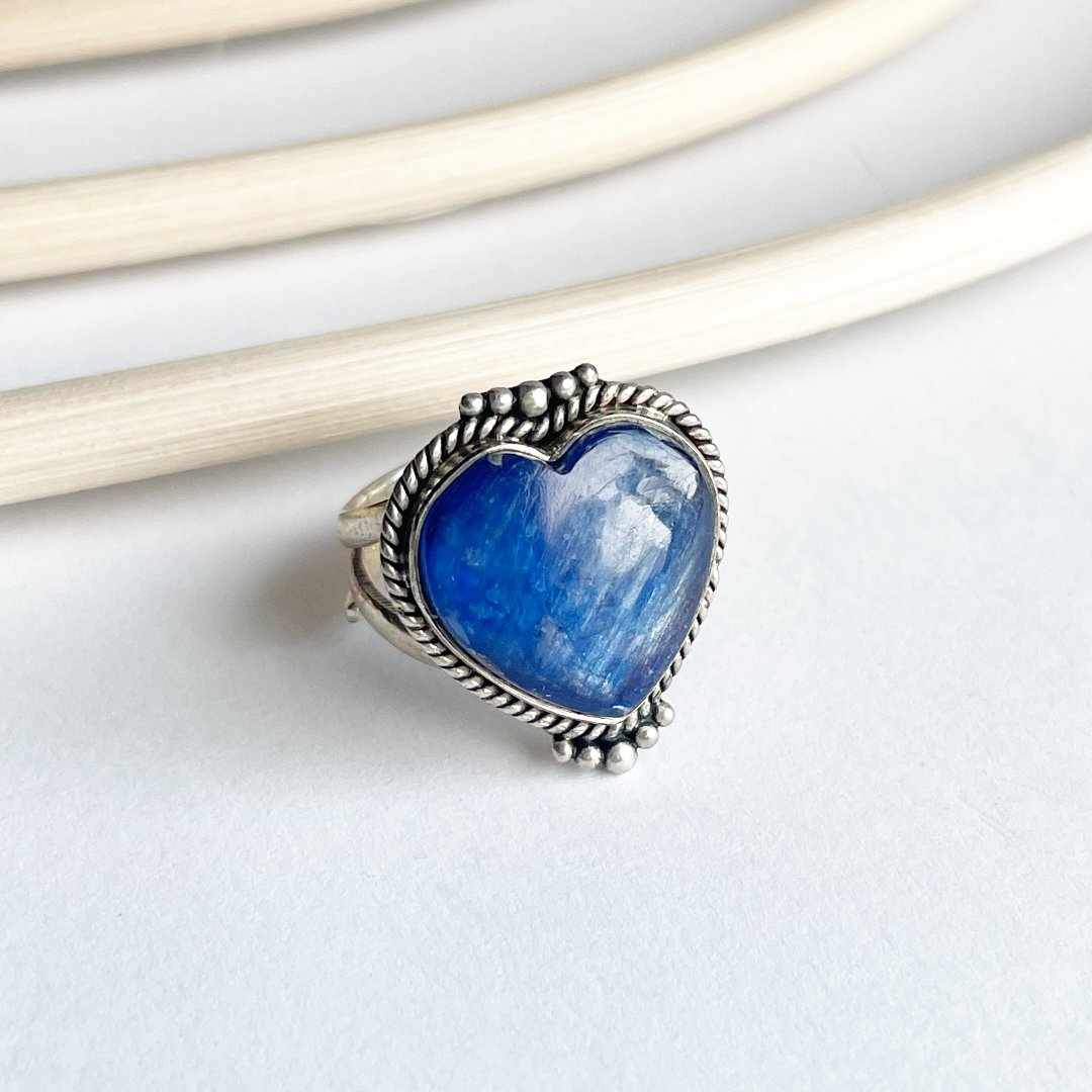 Kyanite Heart Ring - Solid Sterling Silver