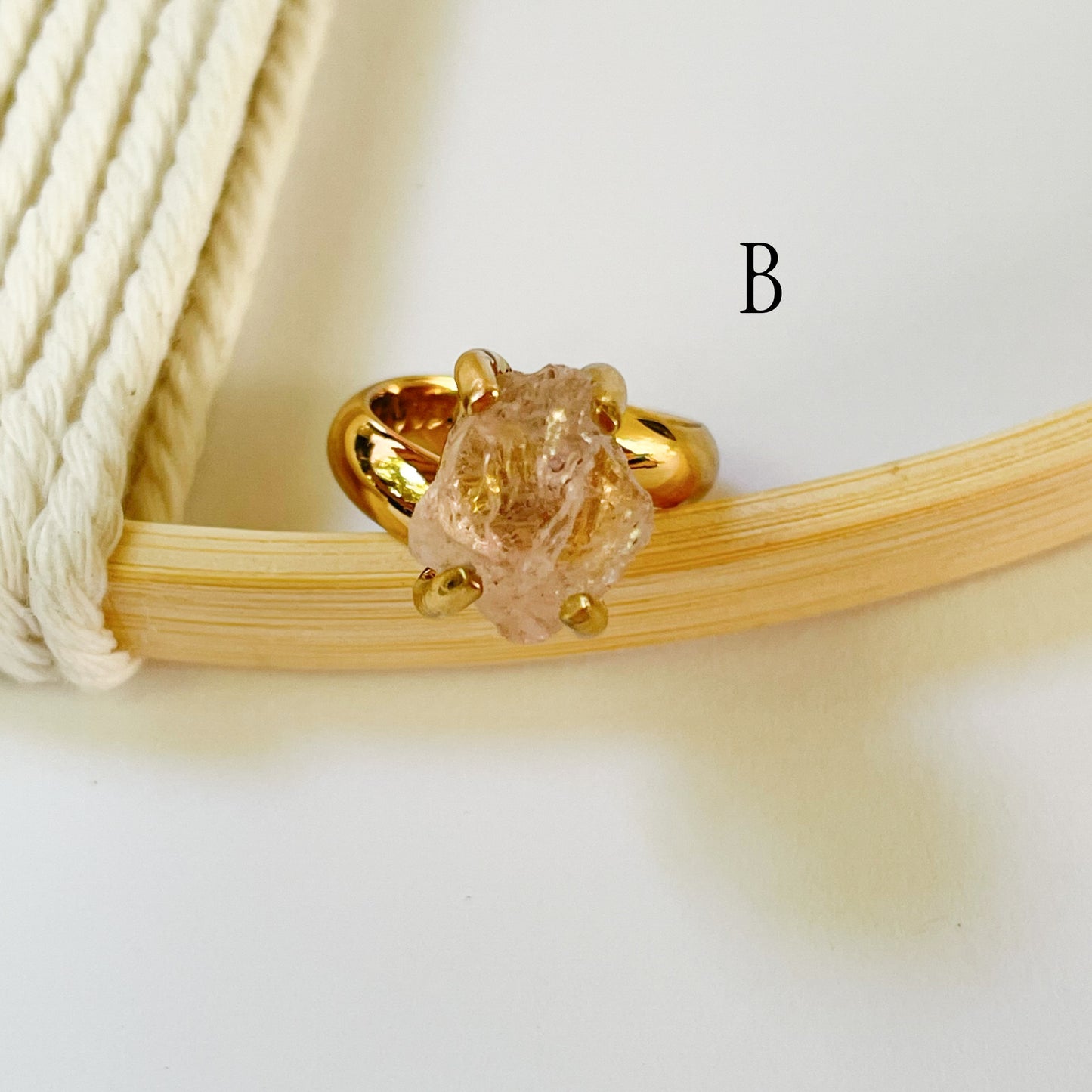 Raw Kunzite Prong Ring - Alchemia Gold
