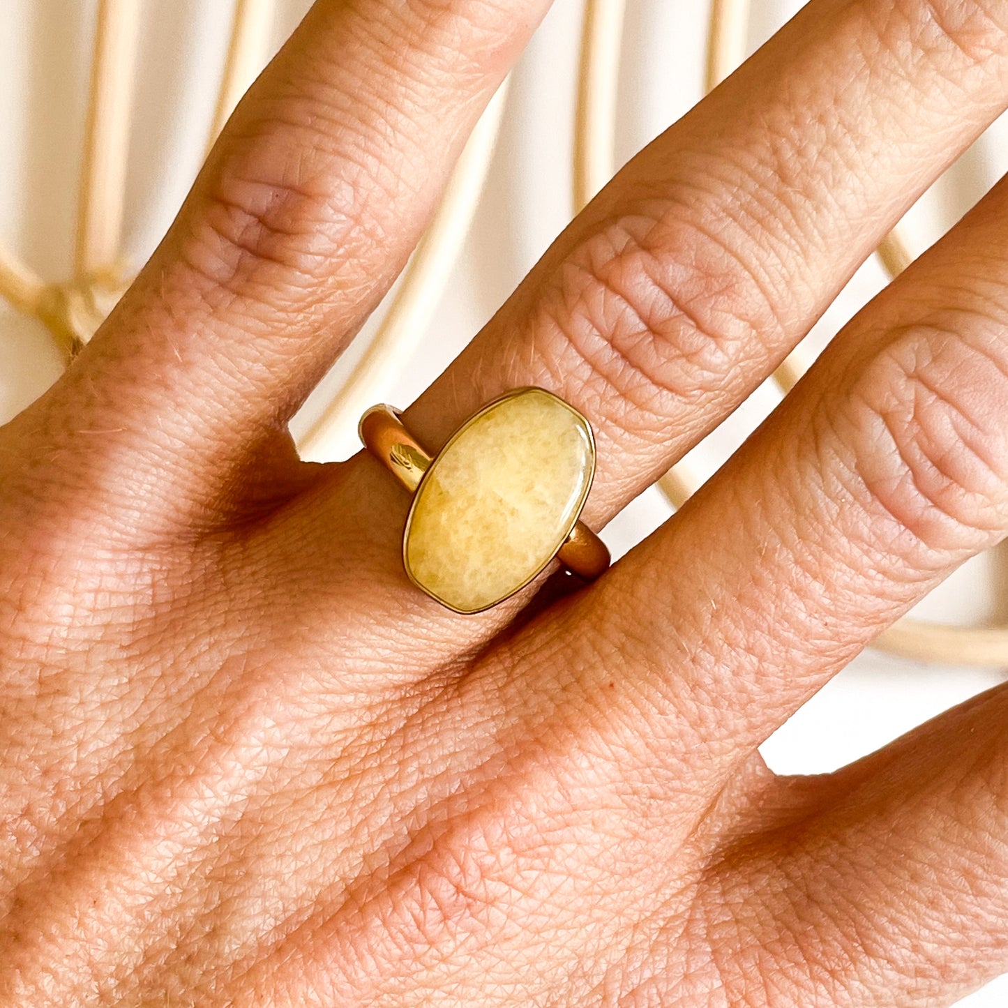 Dainty Peach Quartz Ring - Alchemia