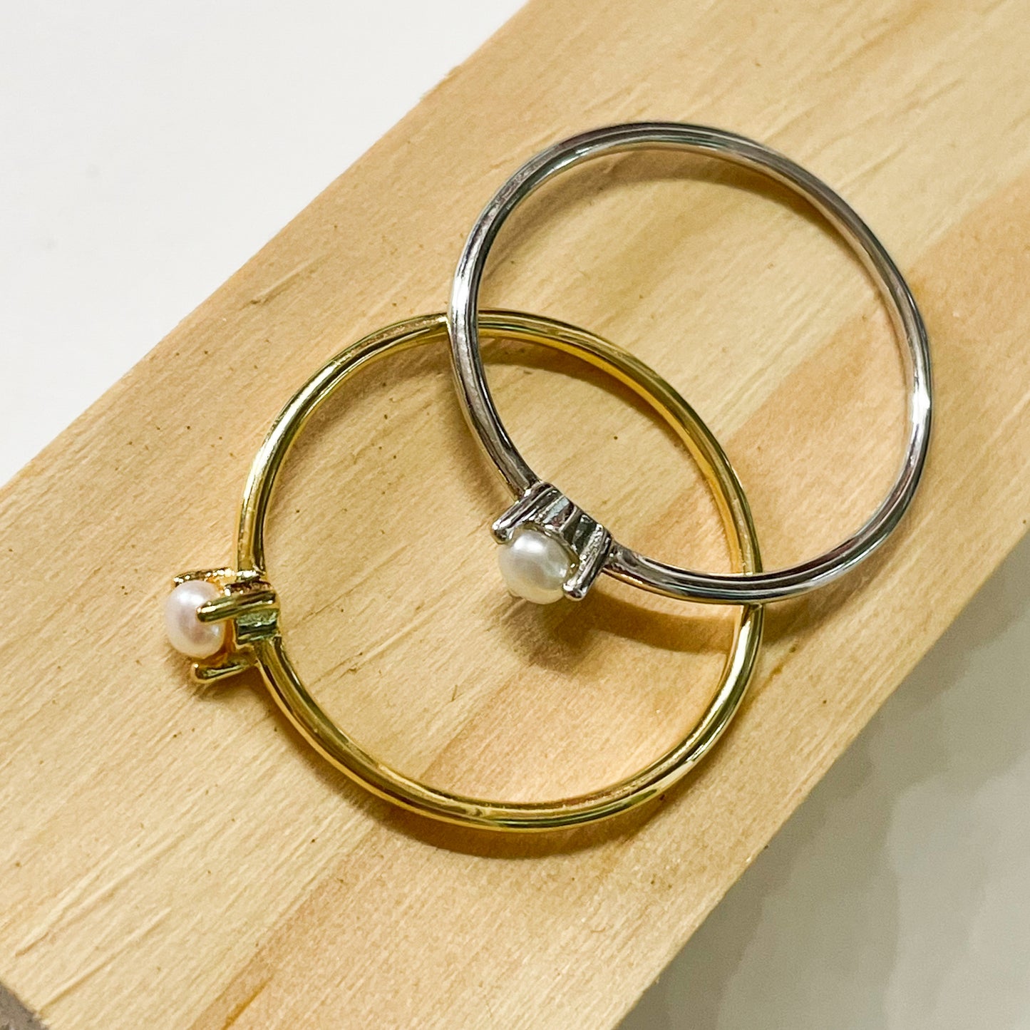 Dainty Simple Pearl Sized Ring - SSS or Vermeil