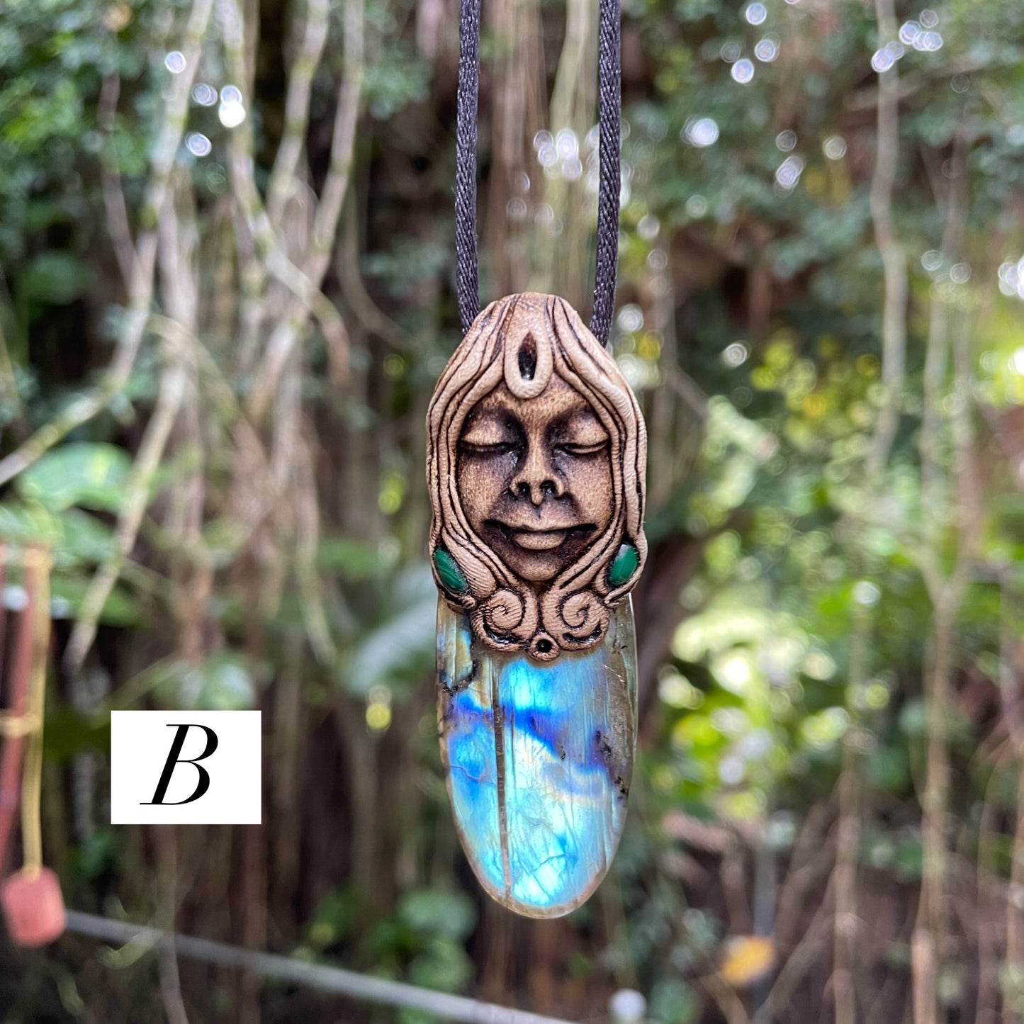 Face Labradorite Clay Pendants