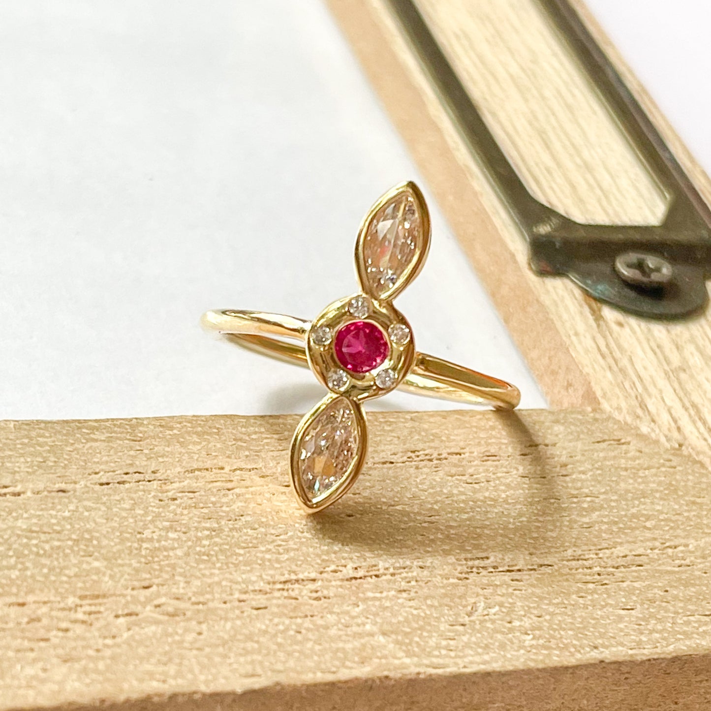Pink & White CZ Dainty Crawler Sized Ring - SSS or Vermeil