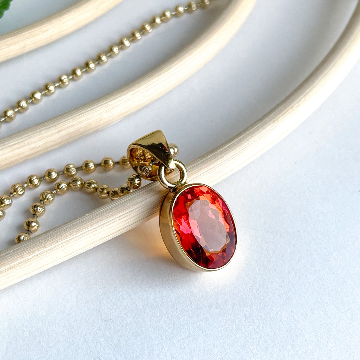 Red Mystic Quartz Gemstone Pendant - Alchemia Gold