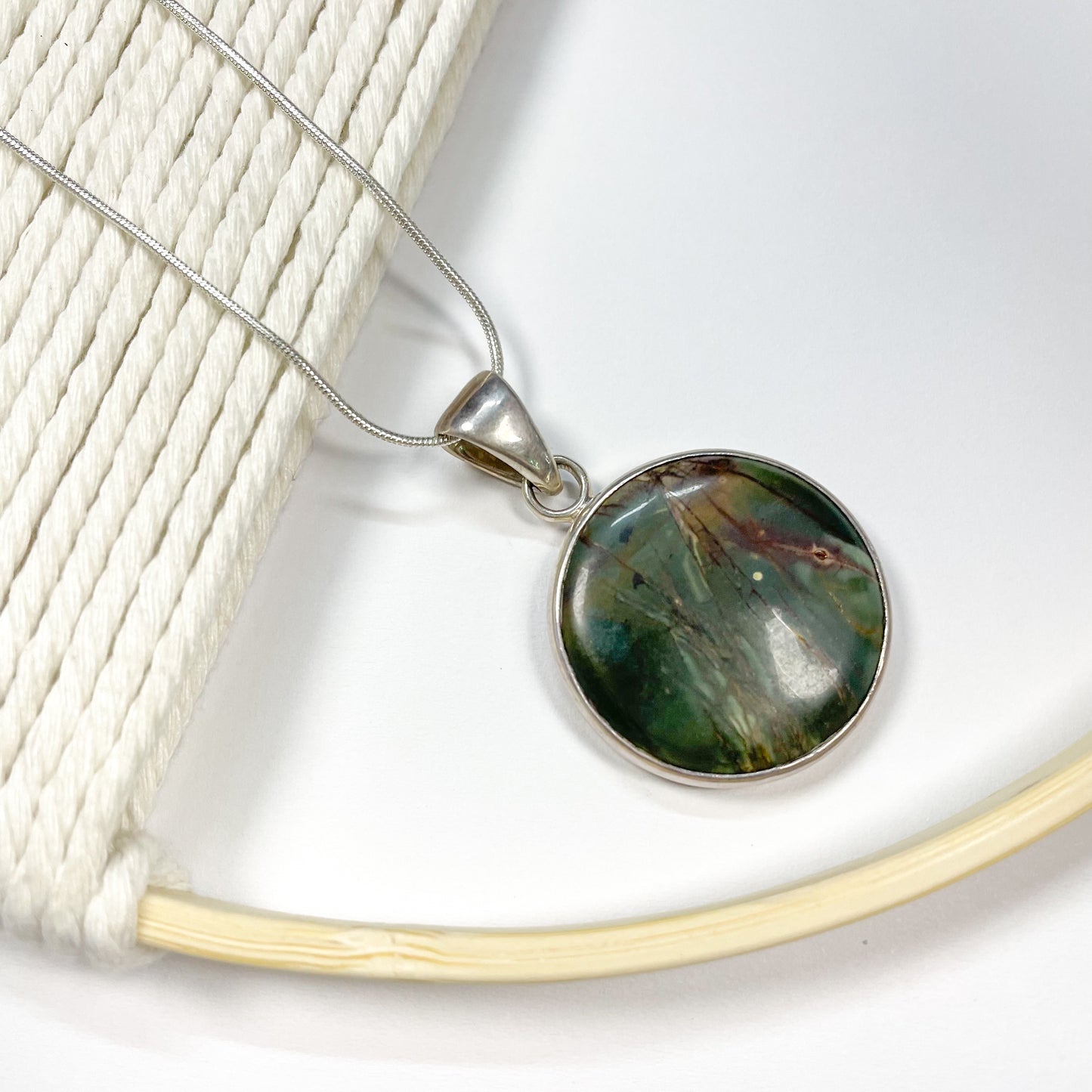 Red Creek Jasper Polka Dot Pendant - Solid Sterling Silver