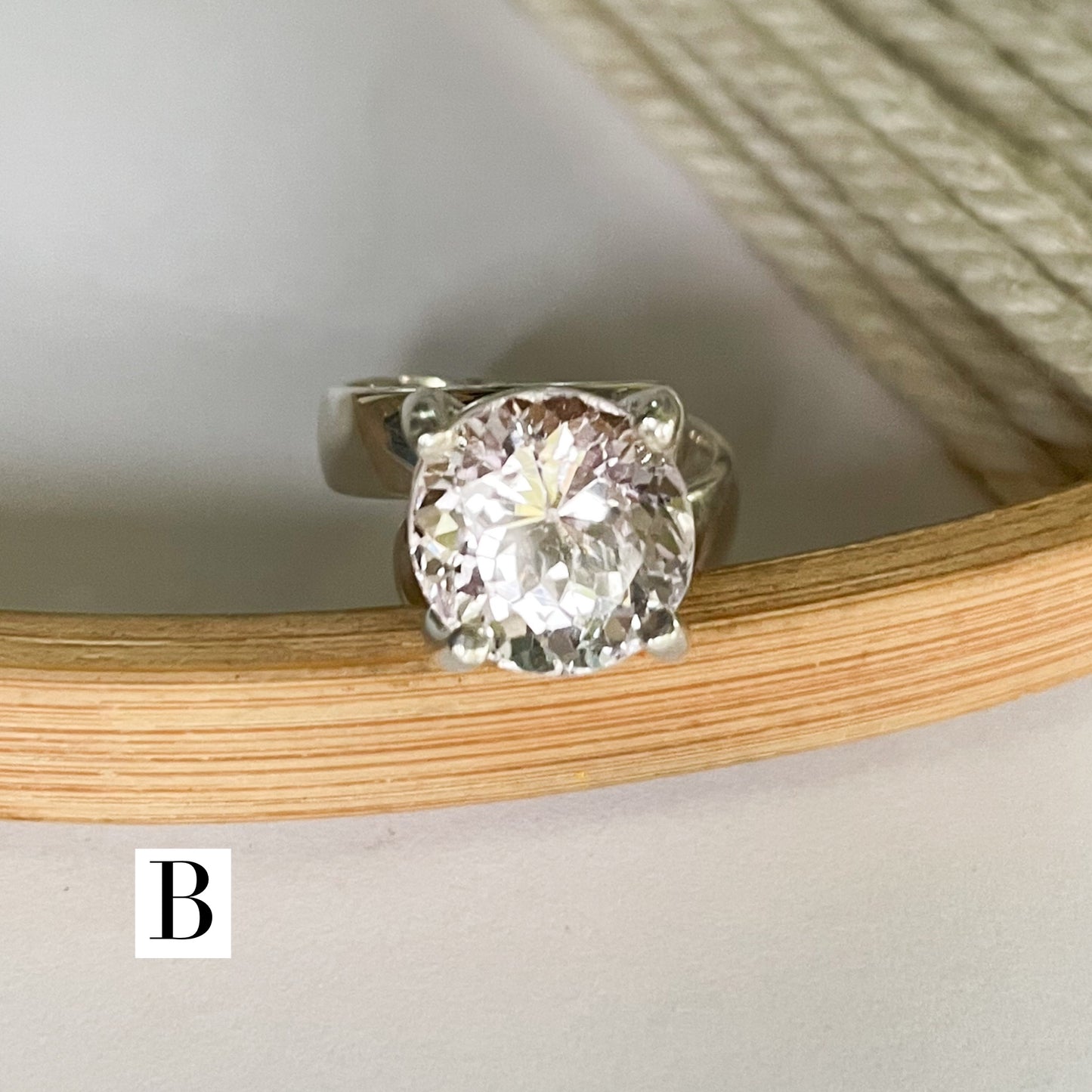 Certified Natural Kunzite Prong Ring - Solid Sterling Silver