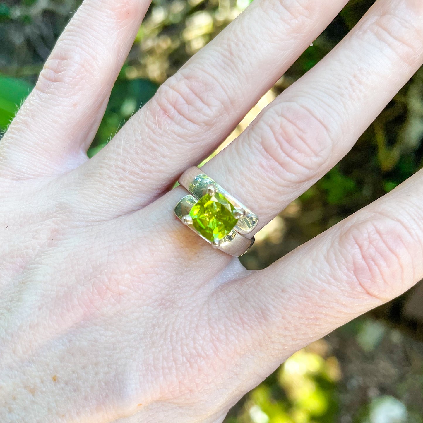 Peridot Prong Ring - Solid Sterling Silver