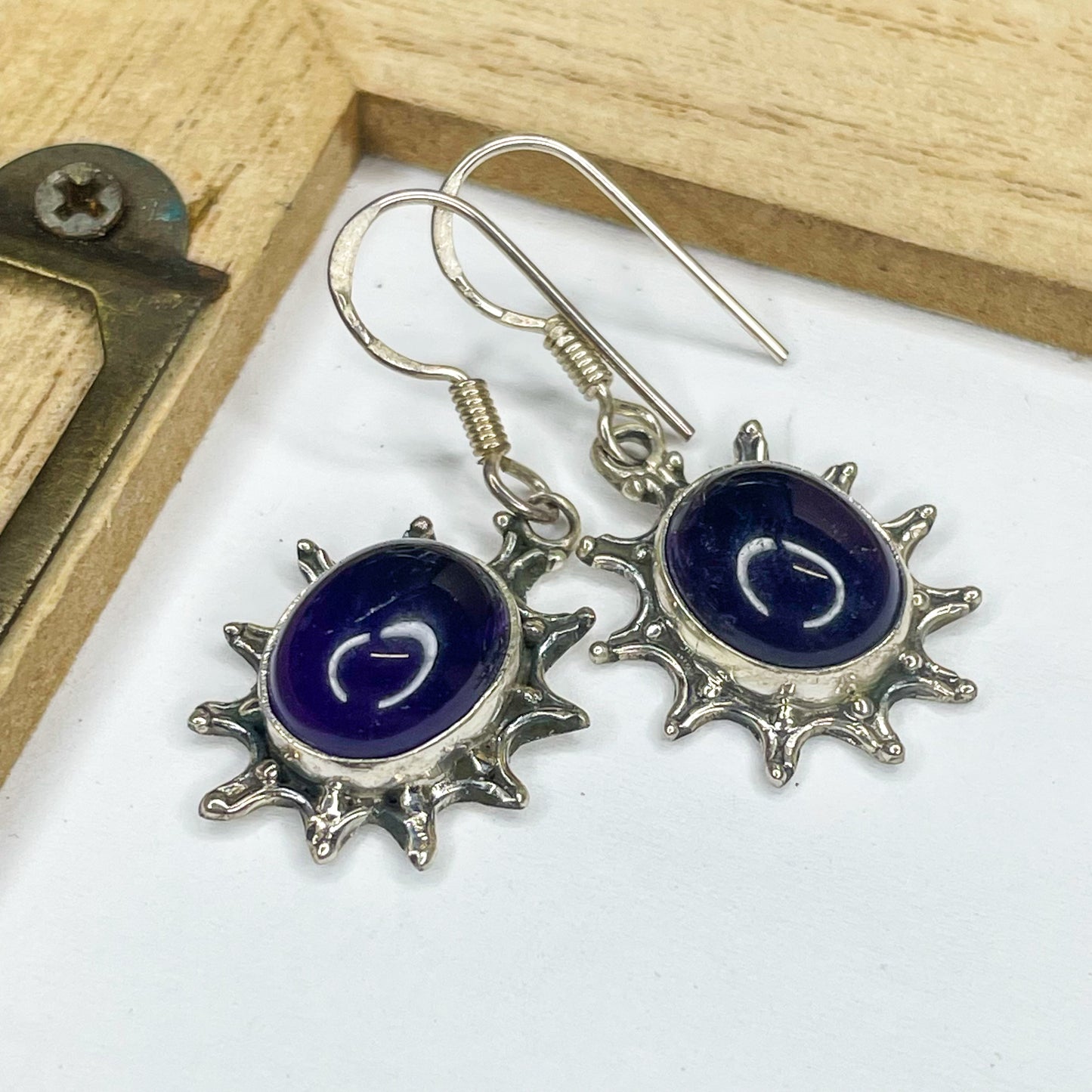 Amethyst Sun Dangles - Solid Sterling Silver