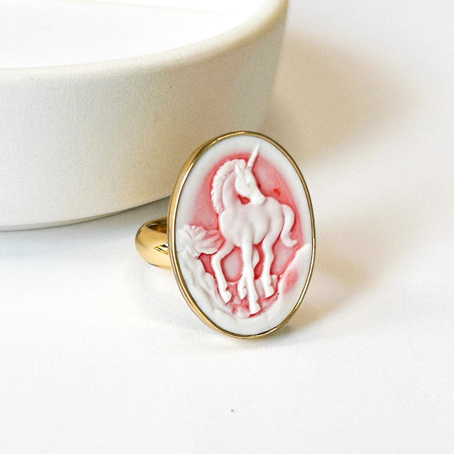Cameo Unicorn Carved Ring & Pendant - Alchemia Gold