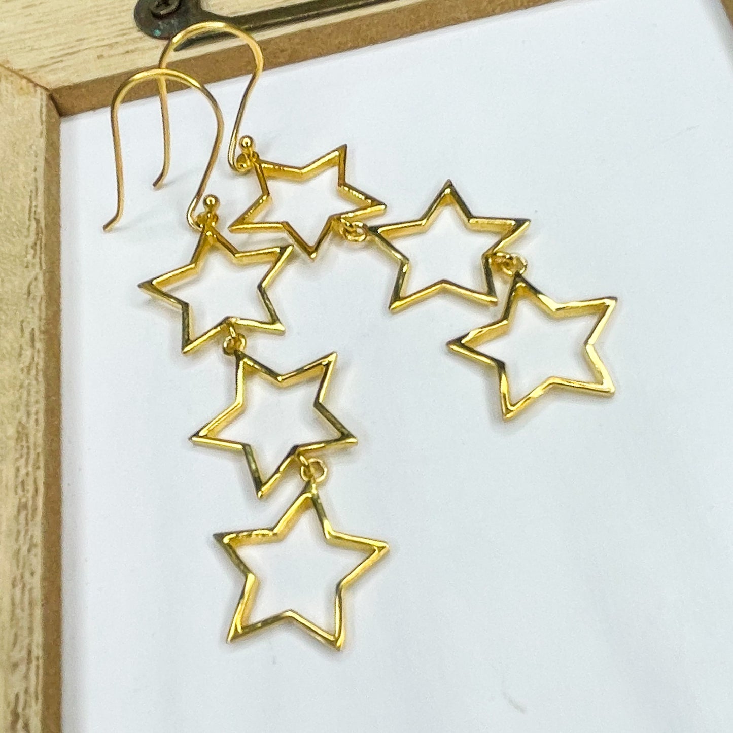 Tri-Star Dangles -  SSS w 18k Gold Plate