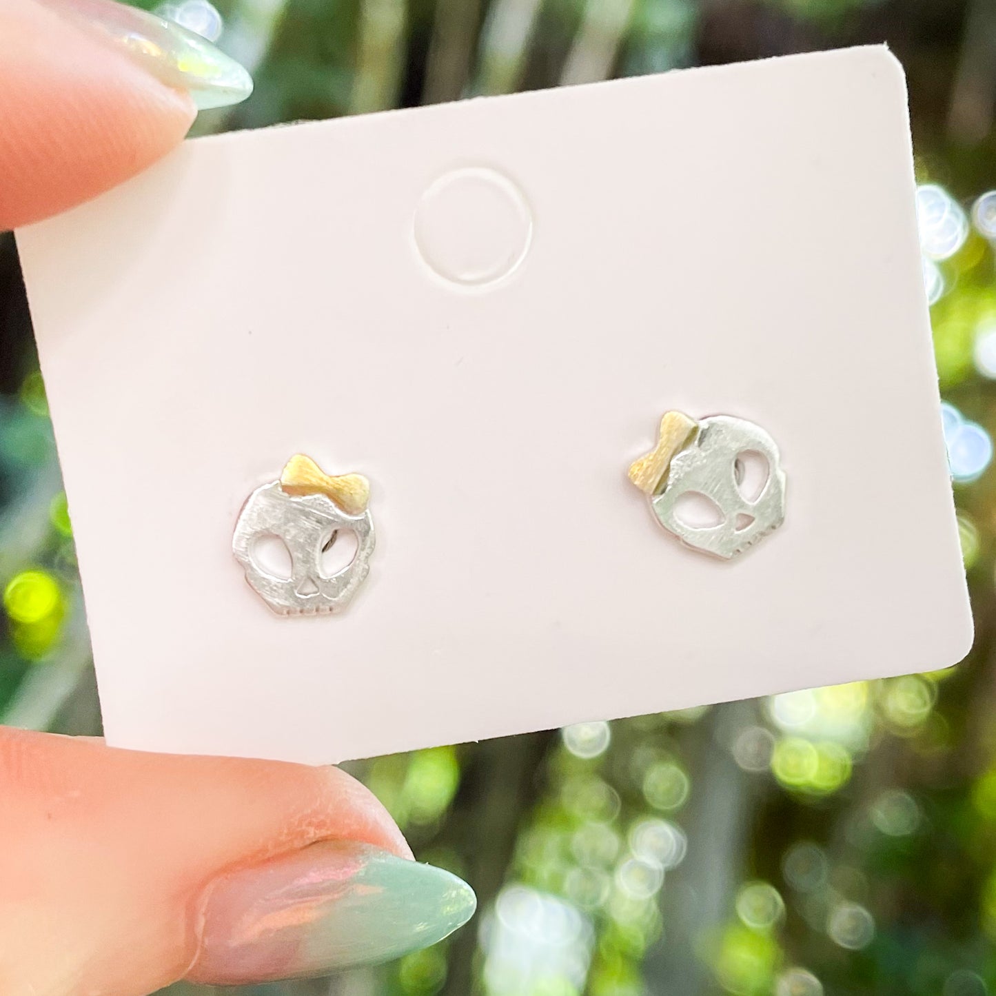 Skull & Bow Studs - Solid Sterling Silver