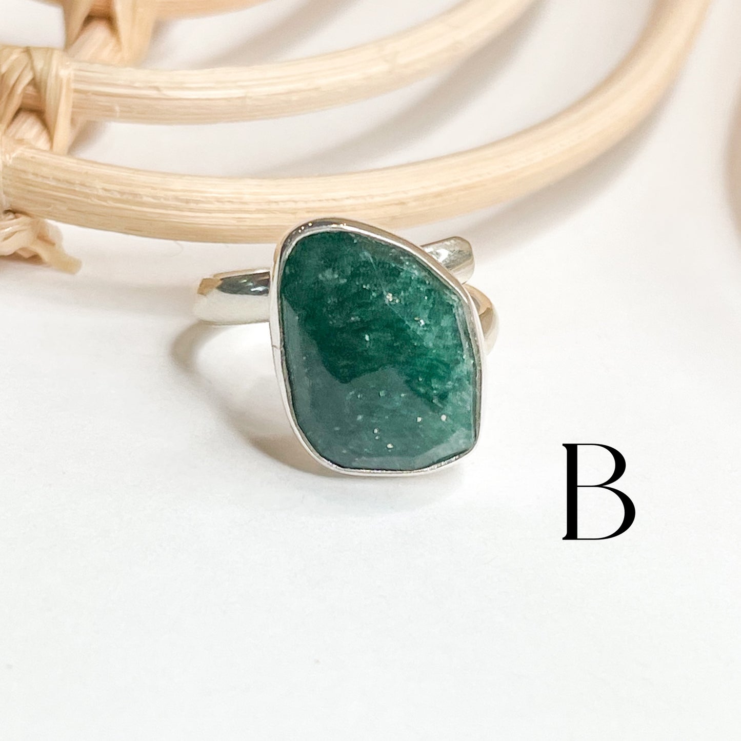 Green Aventurine Freeform Ring - Alchemia & Sterling Silver