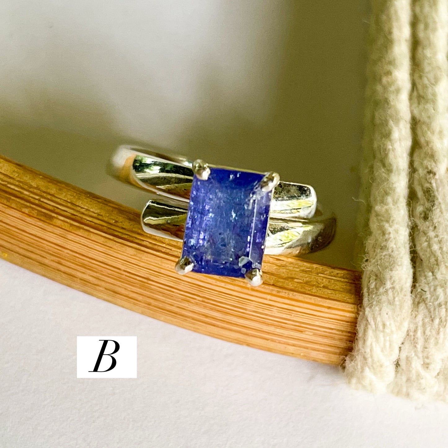 Certified Natural Tanzanite Prong Ring - Solid Sterling Silver